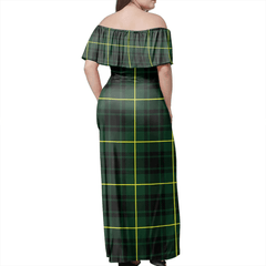 MacArthur Modern Tartan Off Shoulder Long Dress