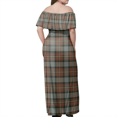 Fergusson Weathered Tartan Off Shoulder Long Dress