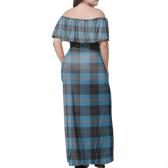 Angus Ancient Tartan Off Shoulder Long Dress