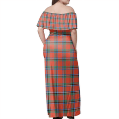 Sinclair Ancient Tartan Off Shoulder Long Dress