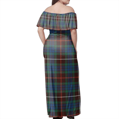 Fraser Hunting Ancient Tartan Off Shoulder Long Dress