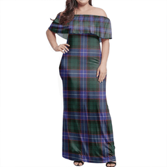 Guthrie Modern Tartan Off Shoulder Long Dress