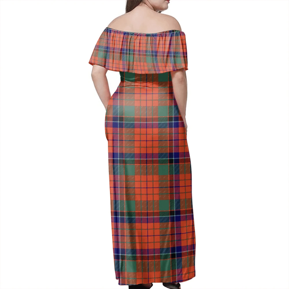 Nicolson Ancient Tartan Off Shoulder Long Dress