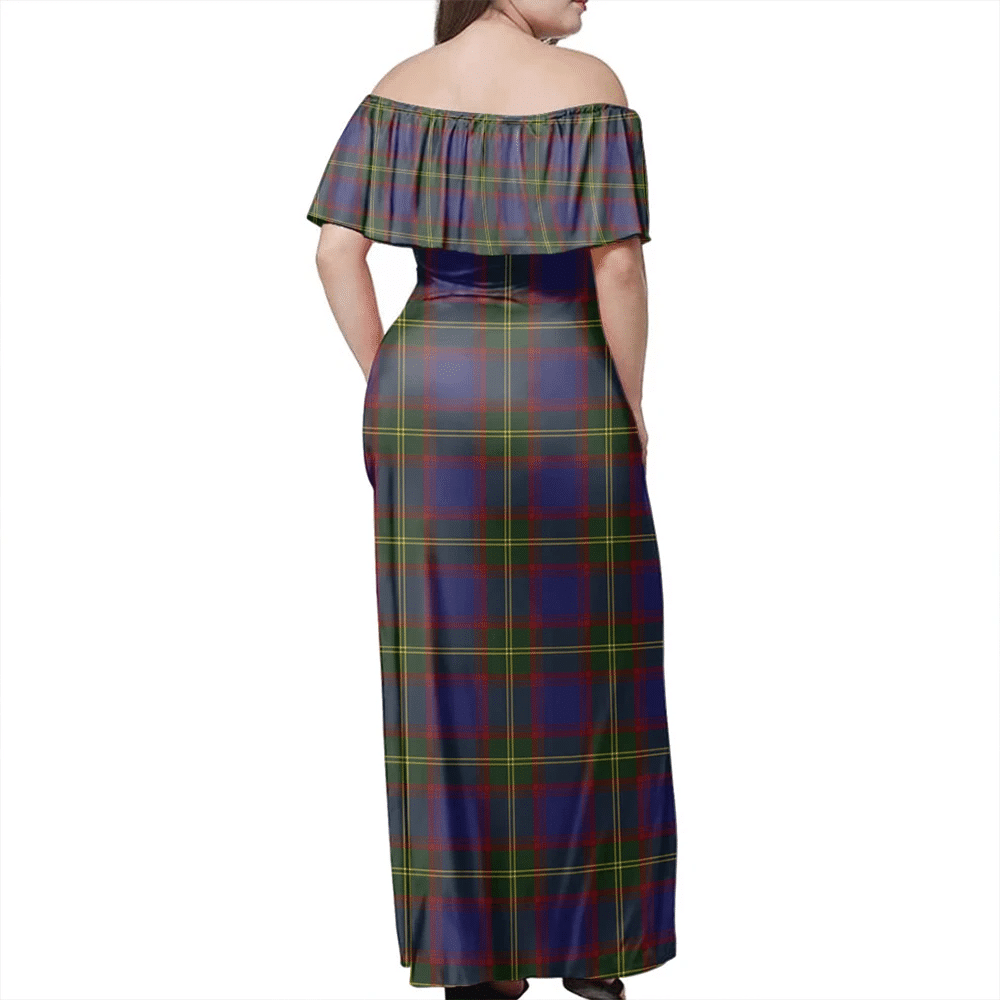 Durie Tartan Off Shoulder Long Dress