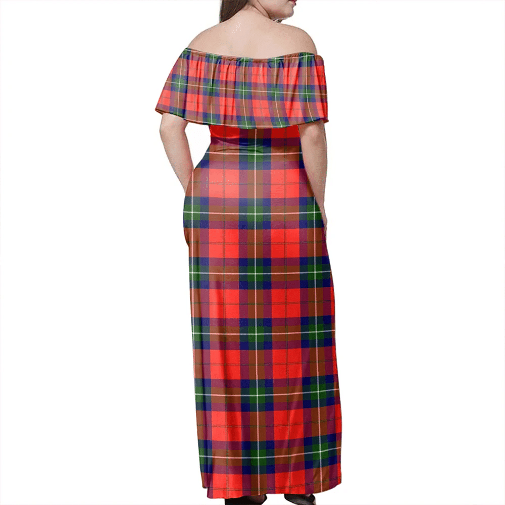 Ruthven Modern Tartan Off Shoulder Long Dress