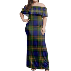 More (Muir) Tartan Off Shoulder Long Dress