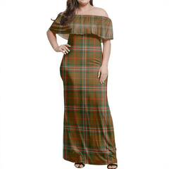 Scott Brown Modern Tartan Off Shoulder Long Dress