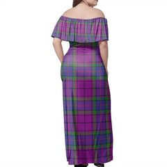 Wardlaw Modern Tartan Off Shoulder Long Dress