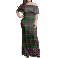 Crosbie Tartan Off Shoulder Long Dress