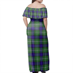 Alexander Tartan Off Shoulder Long Dress