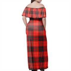 Wemyss Modern Tartan Off Shoulder Long Dress