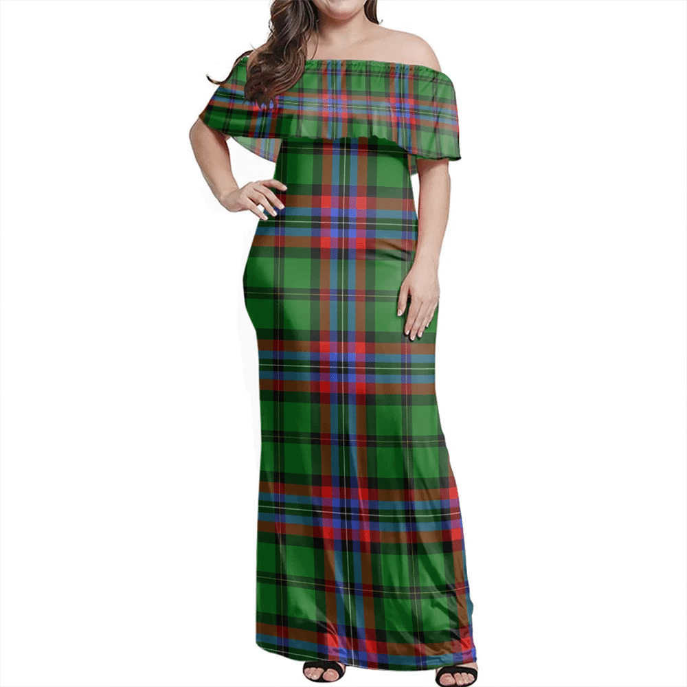 McGeachie Tartan Off Shoulder Long Dress