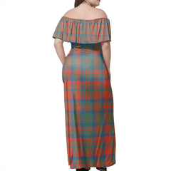 Matheson Ancient Tartan Off Shoulder Long Dress