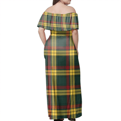 MacMillan Old Modern Tartan Off Shoulder Long Dress