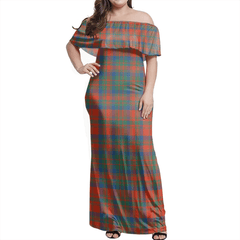 Matheson Ancient Tartan Off Shoulder Long Dress