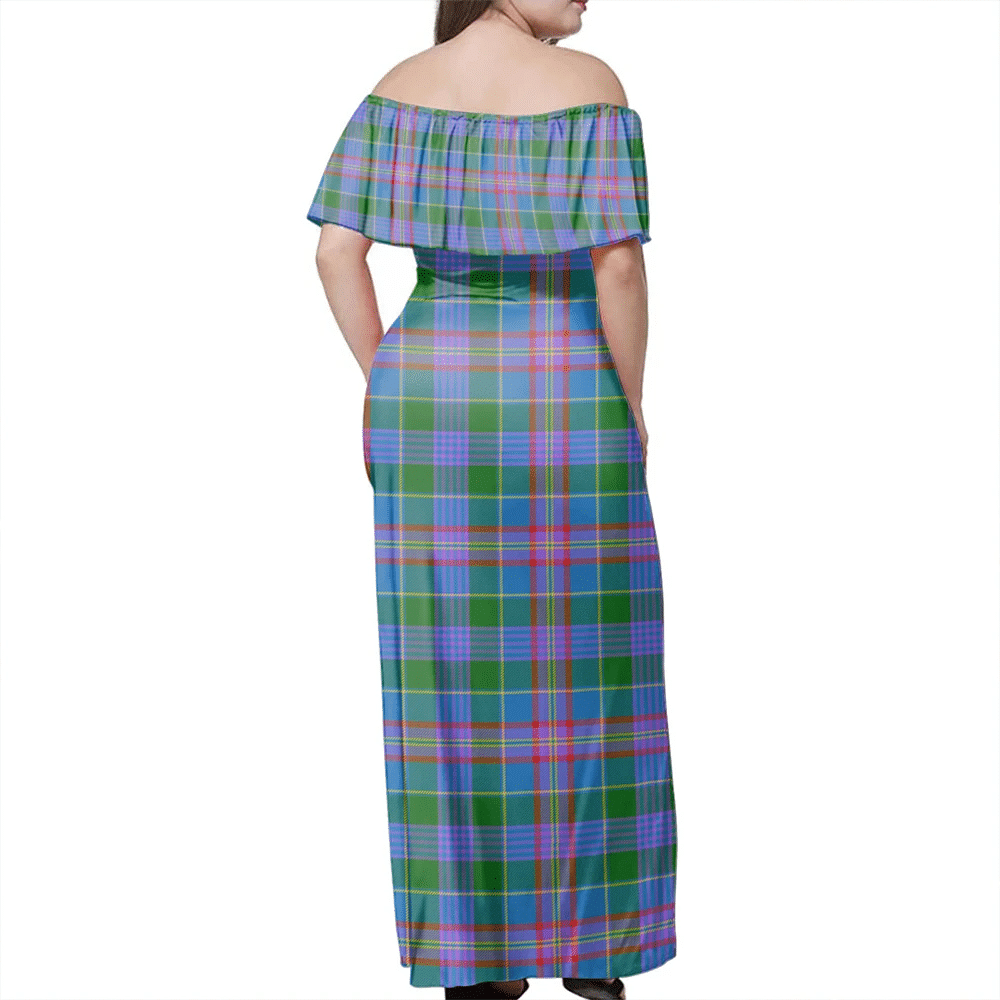 Ralston Tartan Off Shoulder Long Dress