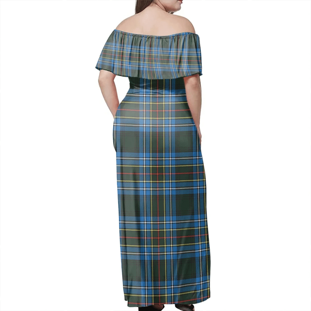 Cockburn Modern Tartan Off Shoulder Long Dress