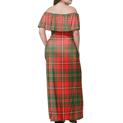 Hay Modern Tartan Off Shoulder Long Dress