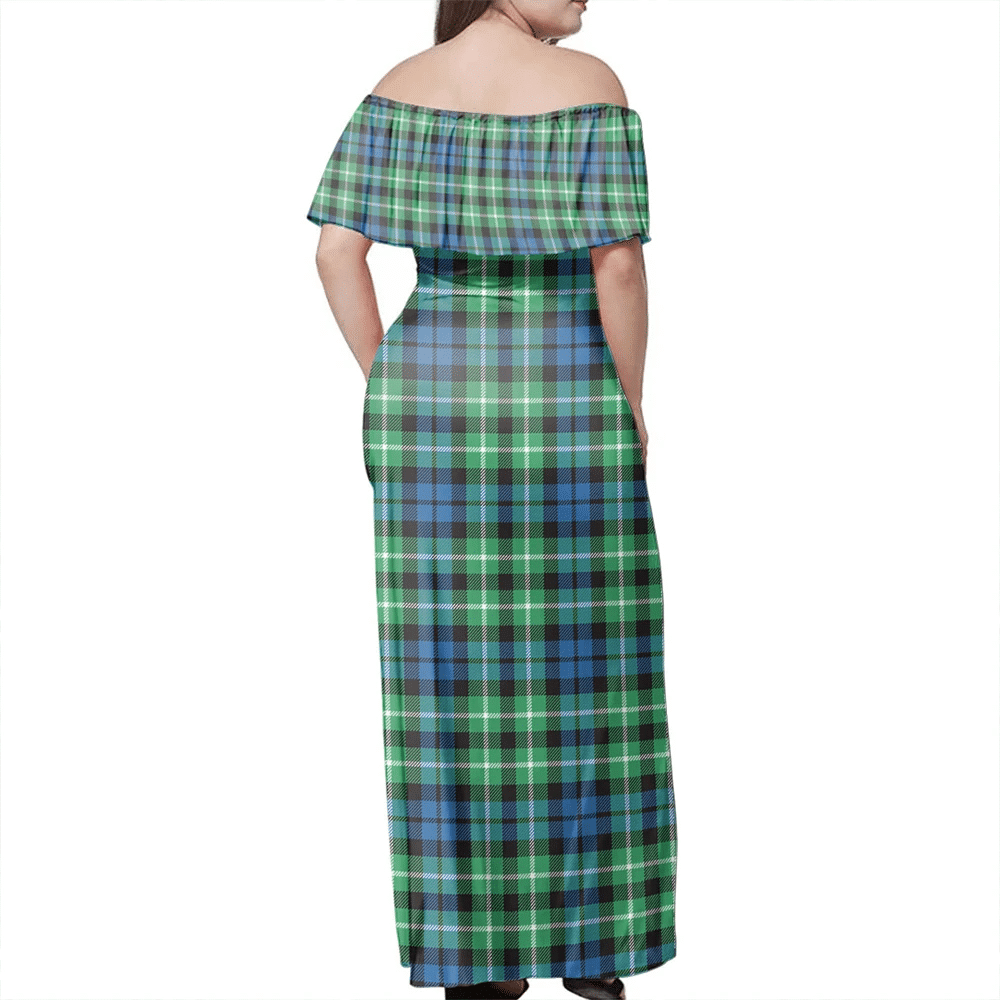 Graham Of Montrose Ancient Tartan Off Shoulder Long Dress