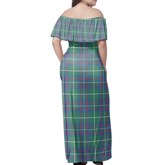 Inglis Ancient Tartan Off Shoulder Long Dress