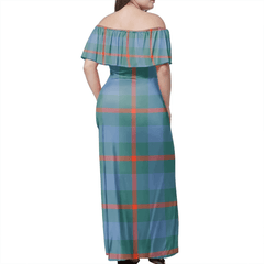 Agnew Ancient Tartan Off Shoulder Long Dress