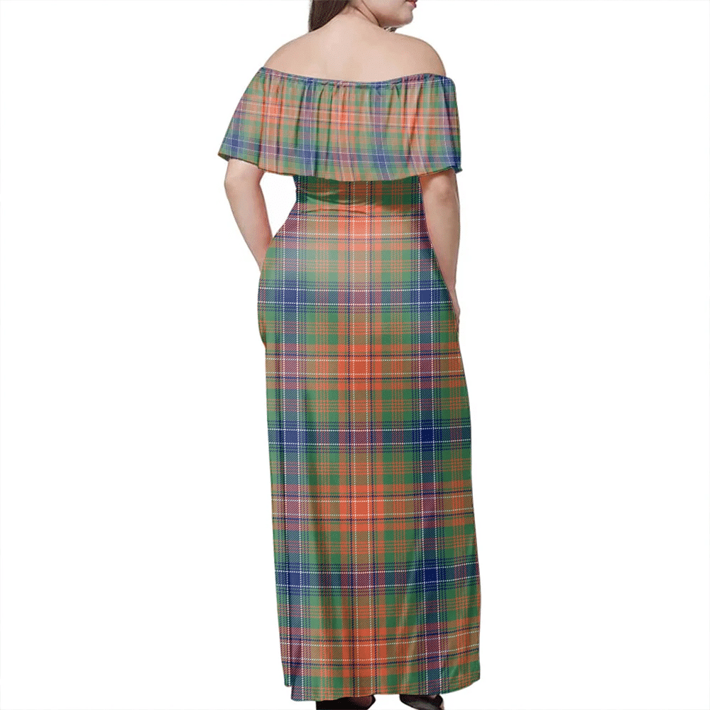 Wilson Ancient Tartan Off Shoulder Long Dress