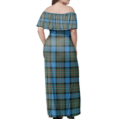 Fergusson Ancient Tartan Off Shoulder Long Dress