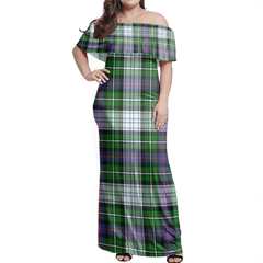 MacKenzie Dress Modern Tartan Off Shoulder Long Dress