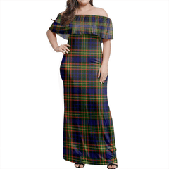 Clelland Modern Tartan Off Shoulder Long Dress