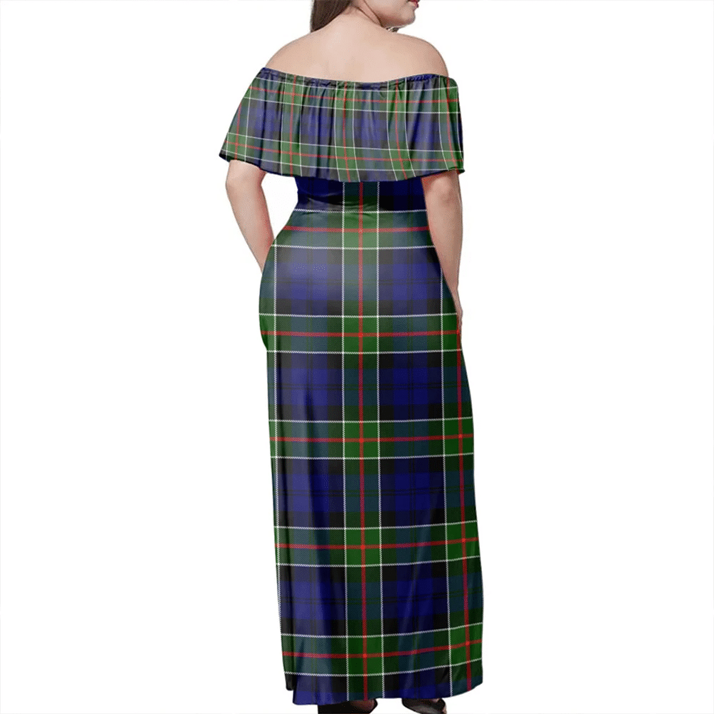 Colquhoun Modern Tartan Off Shoulder Long Dress