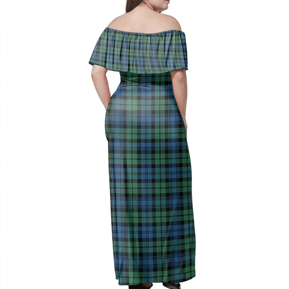 Campbell Ancient 02 Tartan Off Shoulder Long Dress