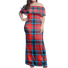 MacTavish Modern Tartan Off Shoulder Long Dress