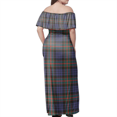 Fletcher Of Dunans Tartan Off Shoulder Long Dress