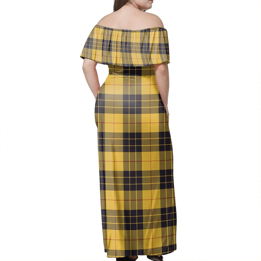 MacLeod Of Lewis Ancient Tartan Off Shoulder Long Dress