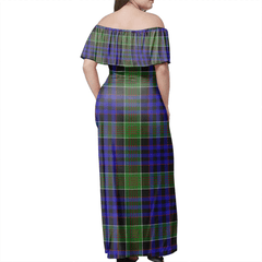 Newman Tartan Off Shoulder Long Dress