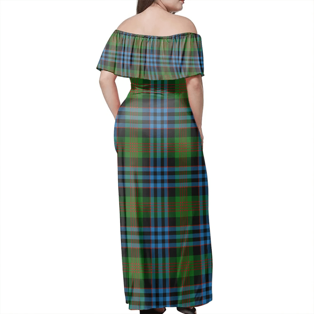 Newlands Of Lauriston Tartan Off Shoulder Long Dress