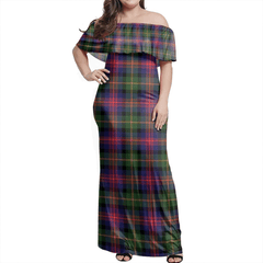 Logan Modern Tartan Off Shoulder Long Dress