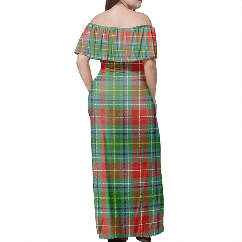 Muirhead Tartan Off Shoulder Long Dress