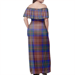 Chisholm Hunting Modern Tartan Off Shoulder Long Dress