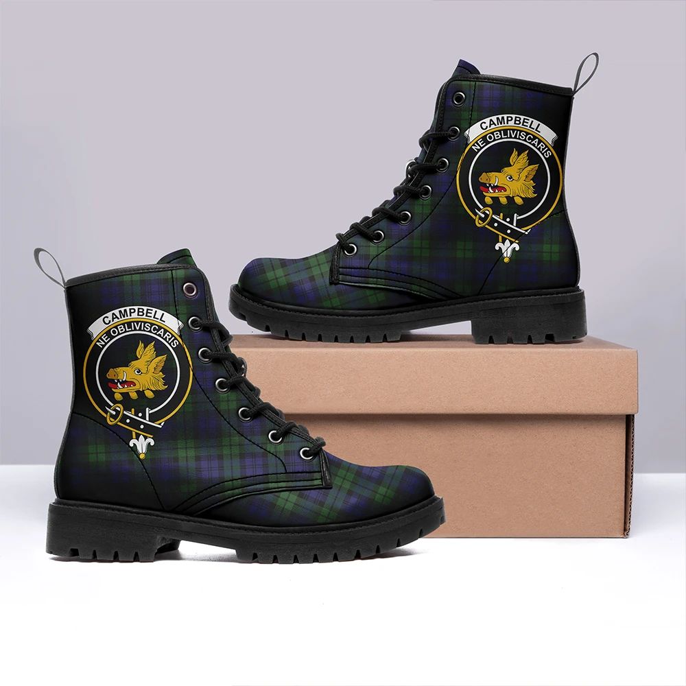 Campbell Modern Tartan Crest Leather Boots