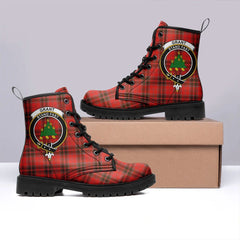 Grant Weathered Tartan Crest Leather Boots