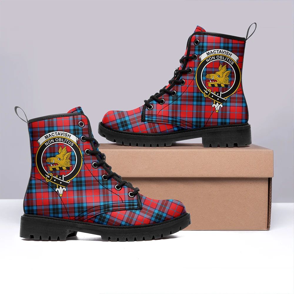 MacTavish Modern Tartan Crest Leather Boots