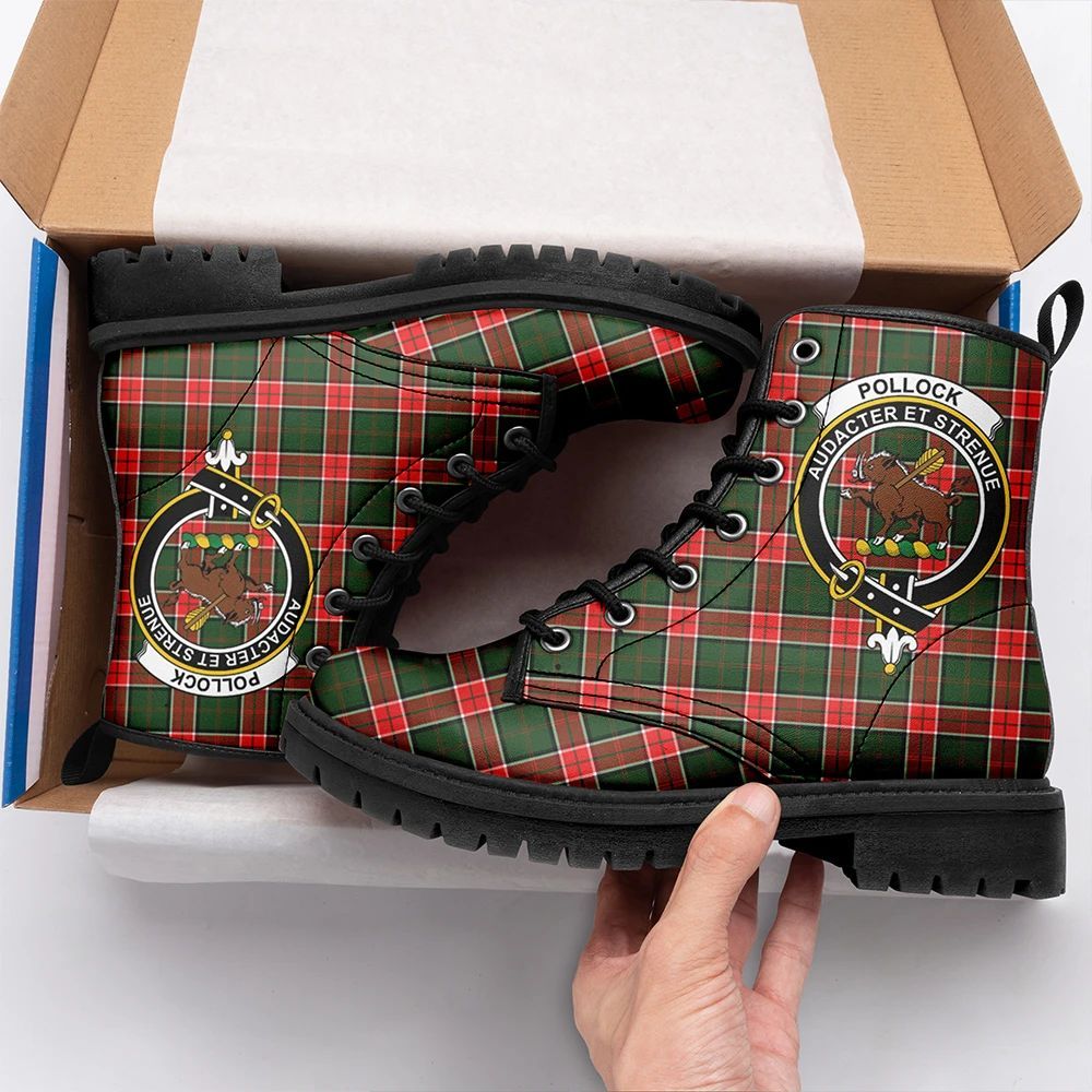 Pollock Modern Tartan Crest Leather Boots