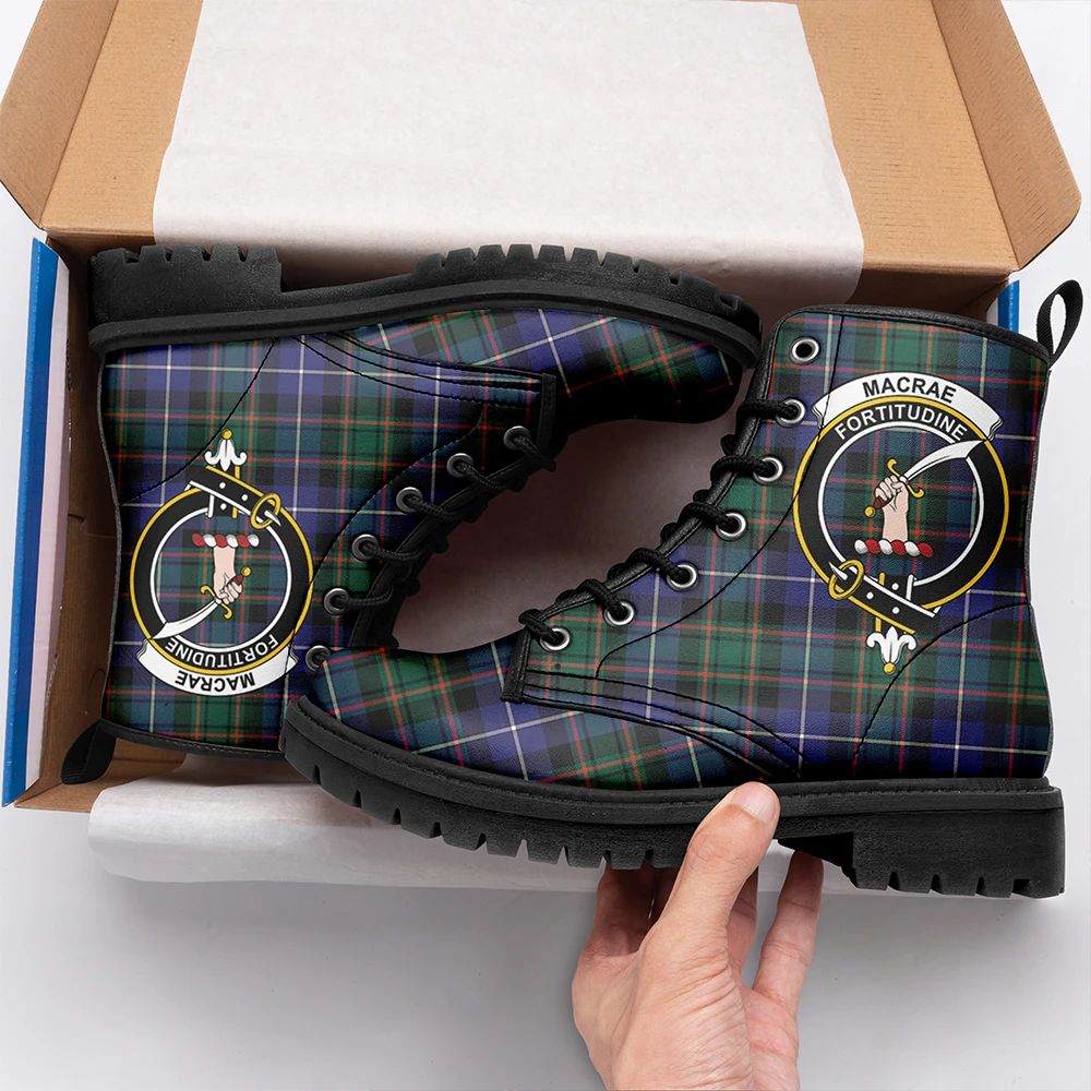 MacRae Hunting Modern Tartan Crest Leather Boots