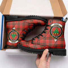 Grant Weathered Tartan Crest Leather Boots