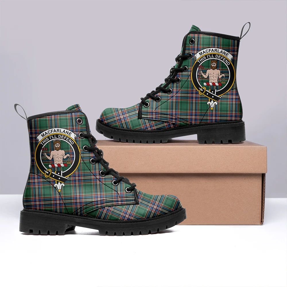 MacFarlane Hunting Ancient Tartan Crest Leather Boots