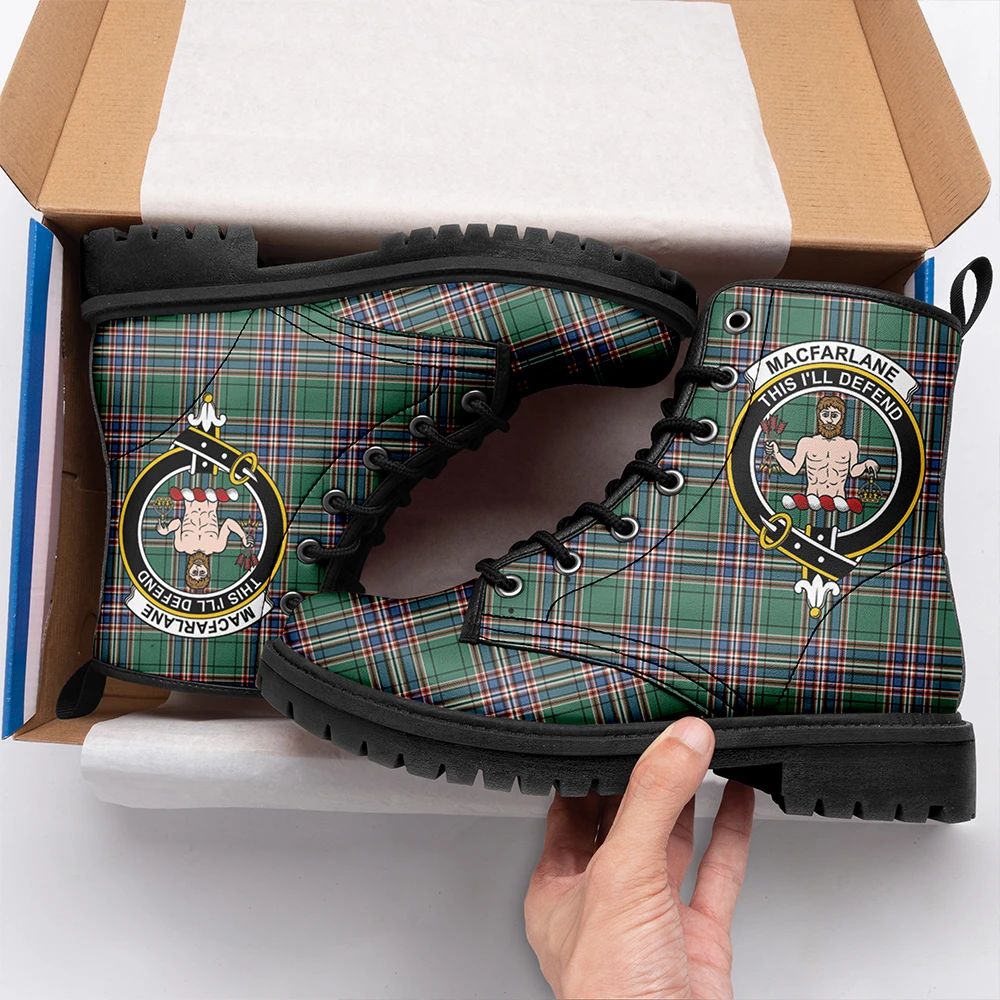 MacFarlane Hunting Ancient Tartan Crest Leather Boots