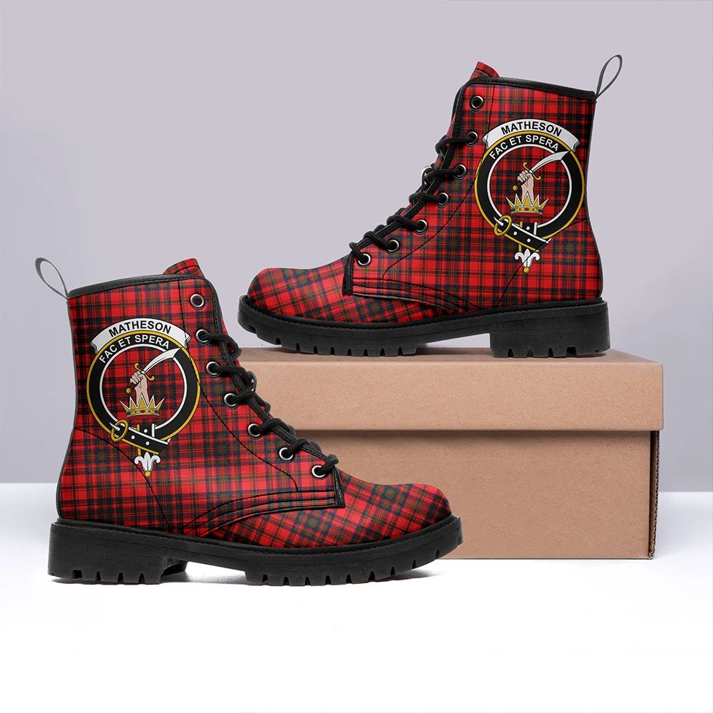 Matheson Modern Tartan Crest Leather Boots