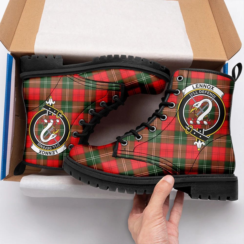 Lennox Modern Tartan Crest Leather Boots