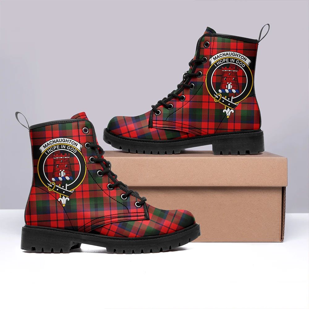 MacNaughton Modern Tartan Crest Leather Boots